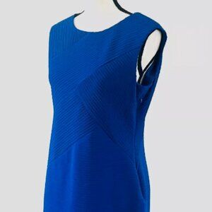 Calvin Klein Dress Royal Blue Sheath Sleeveless Exposed Zipper Sz 10 Career Wear